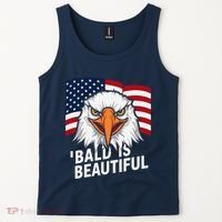 Funny Bald Is Beautiful Independence Day 4th July Eagle Gift Tank Top thumb 2