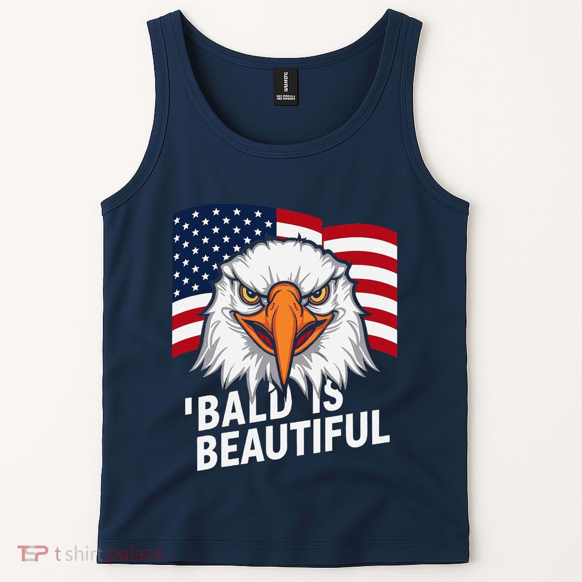 Funny Bald Is Beautiful Independence Day 4th July Eagle Gift Tank Top