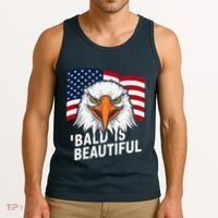 Funny Bald Is Beautiful Independence Day 4th July Eagle Gift Tank Top thumb 3