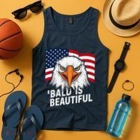 Funny Bald Is Beautiful Independence Day 4th July Eagle Gift Tank Top thumb 4