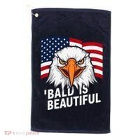 Funny Bald Is Beautiful Independence Day 4th July Eagle Gift Golf Towel thumb 0
