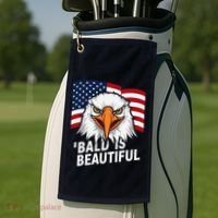 Funny Bald Is Beautiful Independence Day 4th July Eagle Gift Golf Towel thumb 2