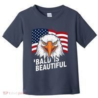 Funny Bald Is Beautiful Independence Day 4th July Eagle Gift Toddler T-Shirt thumb 0