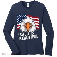 Funny Bald Is Beautiful Independence Day 4th July Eagle Gift Women's Long Sleeve Shirt thumb 0