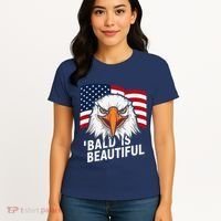 Funny Bald Is Beautiful Independence Day 4th July Eagle Gift Women's T-Shirt thumb 4