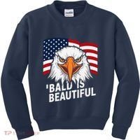 Funny Bald Is Beautiful Independence Day 4th July Eagle Gift Kids Sweatshirt thumb 0