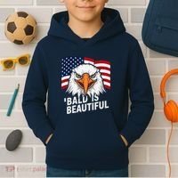 Funny Bald Is Beautiful Independence Day 4th July Eagle Gift Kids Hoodie thumb 2