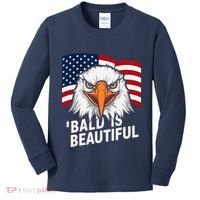 Funny Bald Is Beautiful Independence Day 4th July Eagle Gift Kids Long Sleeve Shirt thumb 0