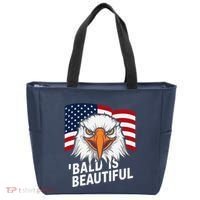 Funny Bald Is Beautiful Independence Day 4th July Eagle Gift Tote Bag thumb 0
