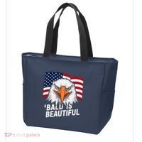 Funny Bald Is Beautiful Independence Day 4th July Eagle Gift Tote Bag thumb 3