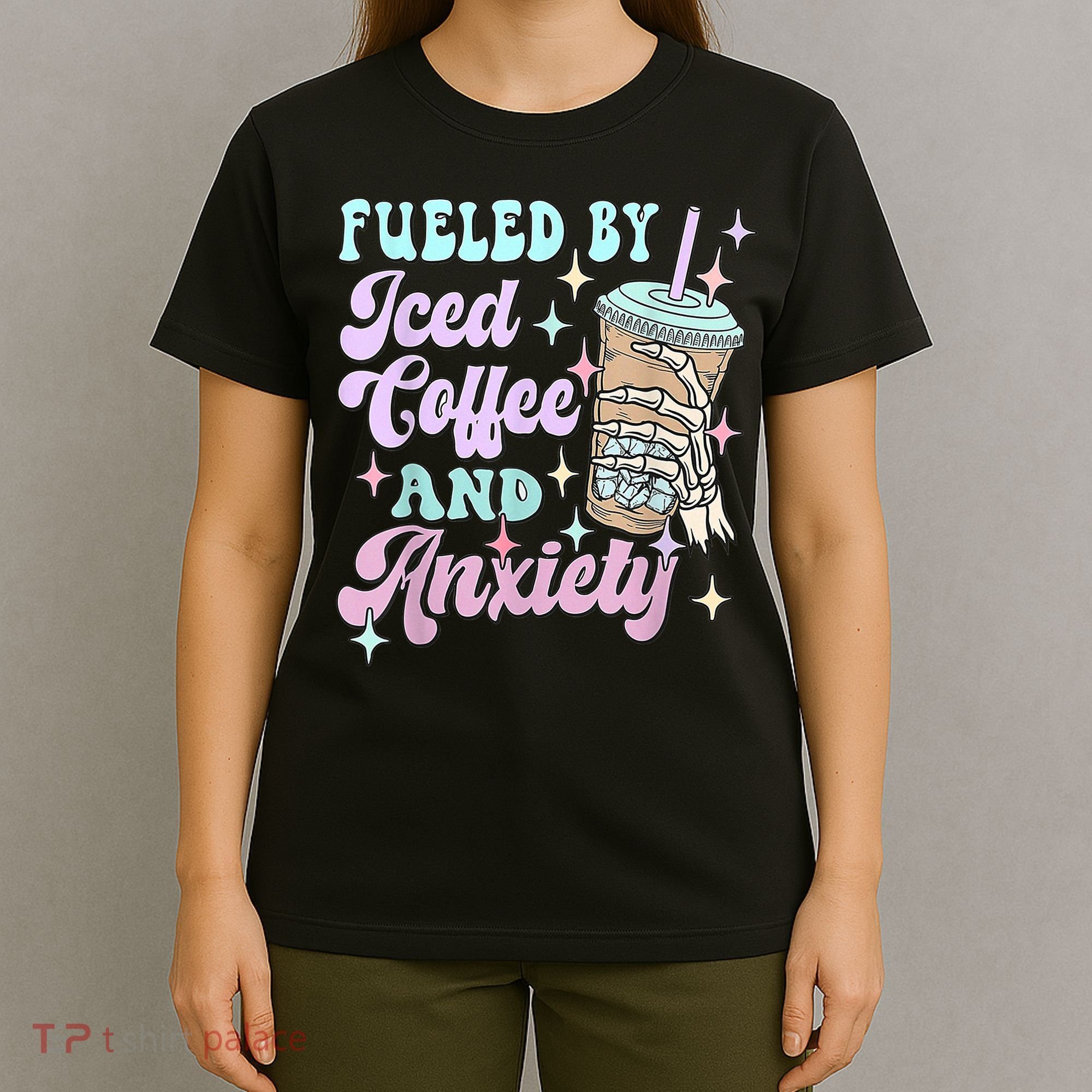 Fueled By Iced Coffee And Anxiety Mental Health Awareness T-Shirt