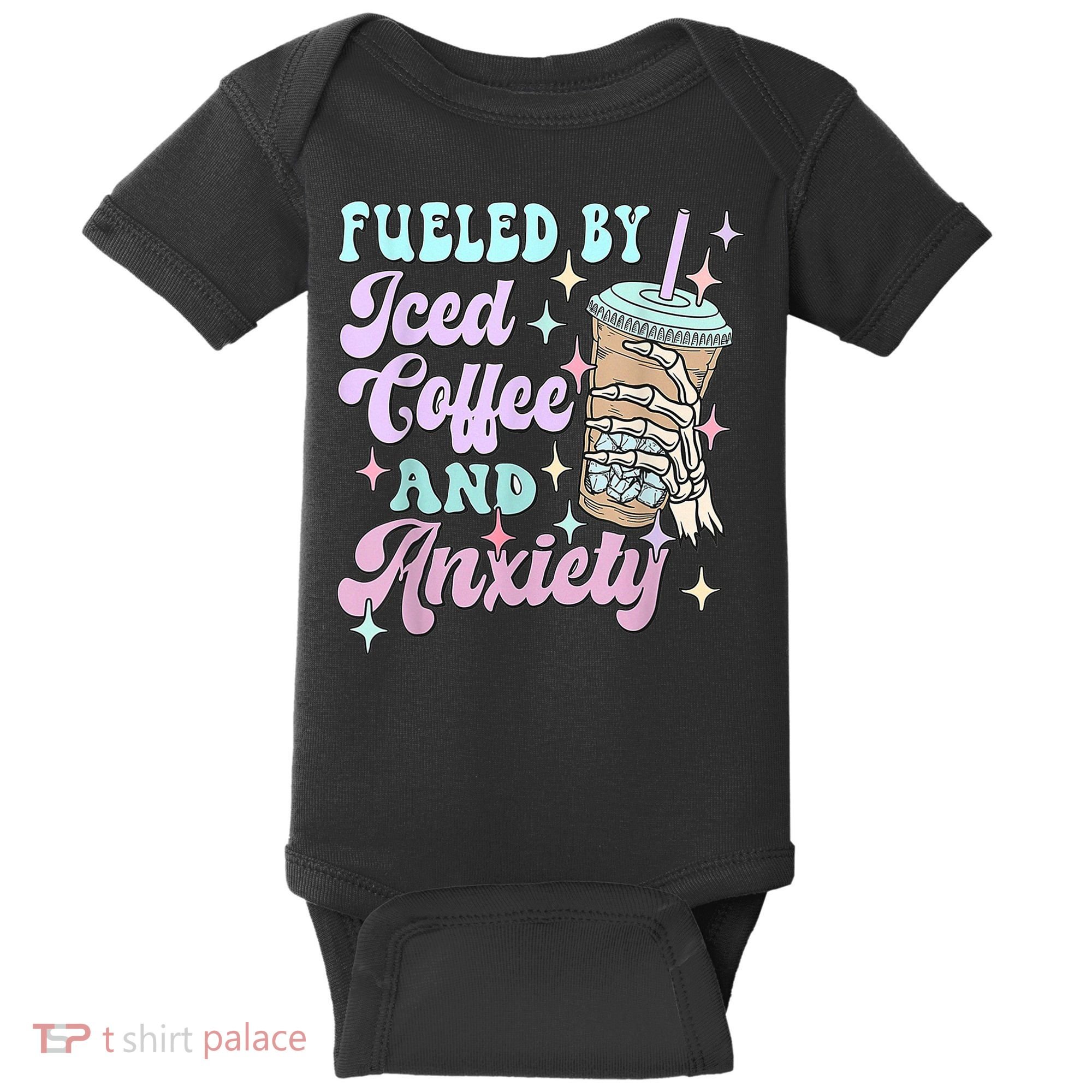 Fueled By Iced Coffee And Anxiety Mental Health Awareness Baby Bodysuit