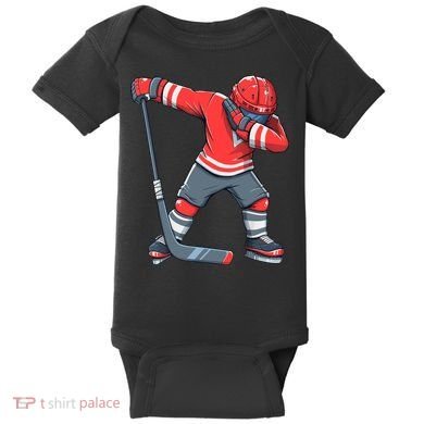 Funny Boy Ice Hockey Dab, Dabbing Player Baby Bodysuit
