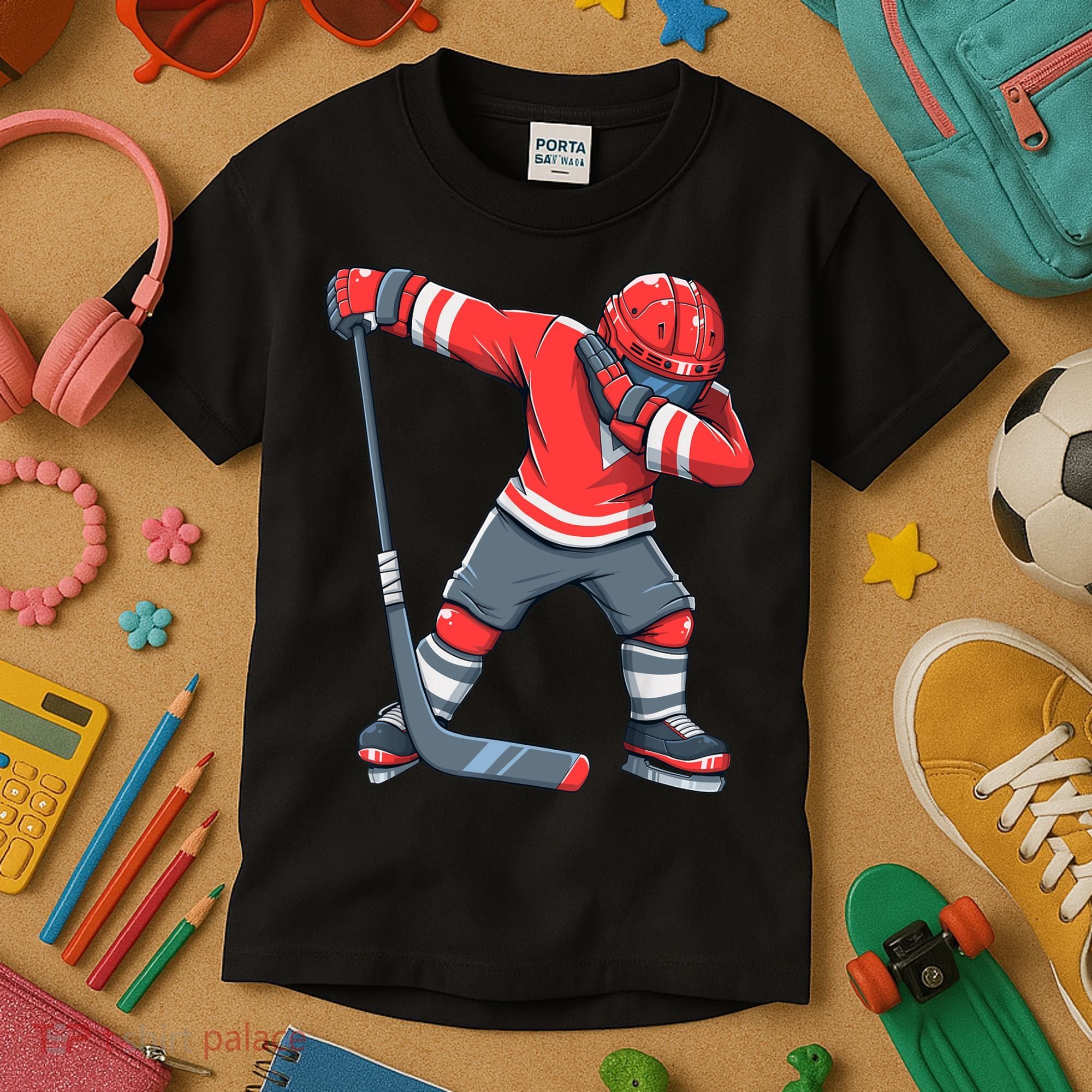 Funny Boy Ice Hockey Dab, Dabbing Player Kids T-Shirt