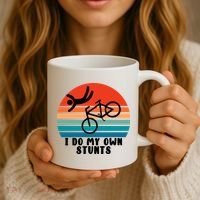 Funny Bike I Do My Own Stunts Cycling Coffee Mug thumb 3
