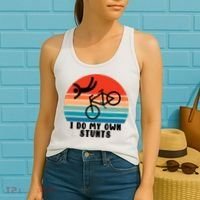 Funny Bike I Do My Own Stunts Cycling Women's Tank Top thumb 2