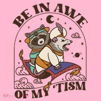 Funny Be In Awe Of My Tism Raccoon Possum Coaster thumb 2