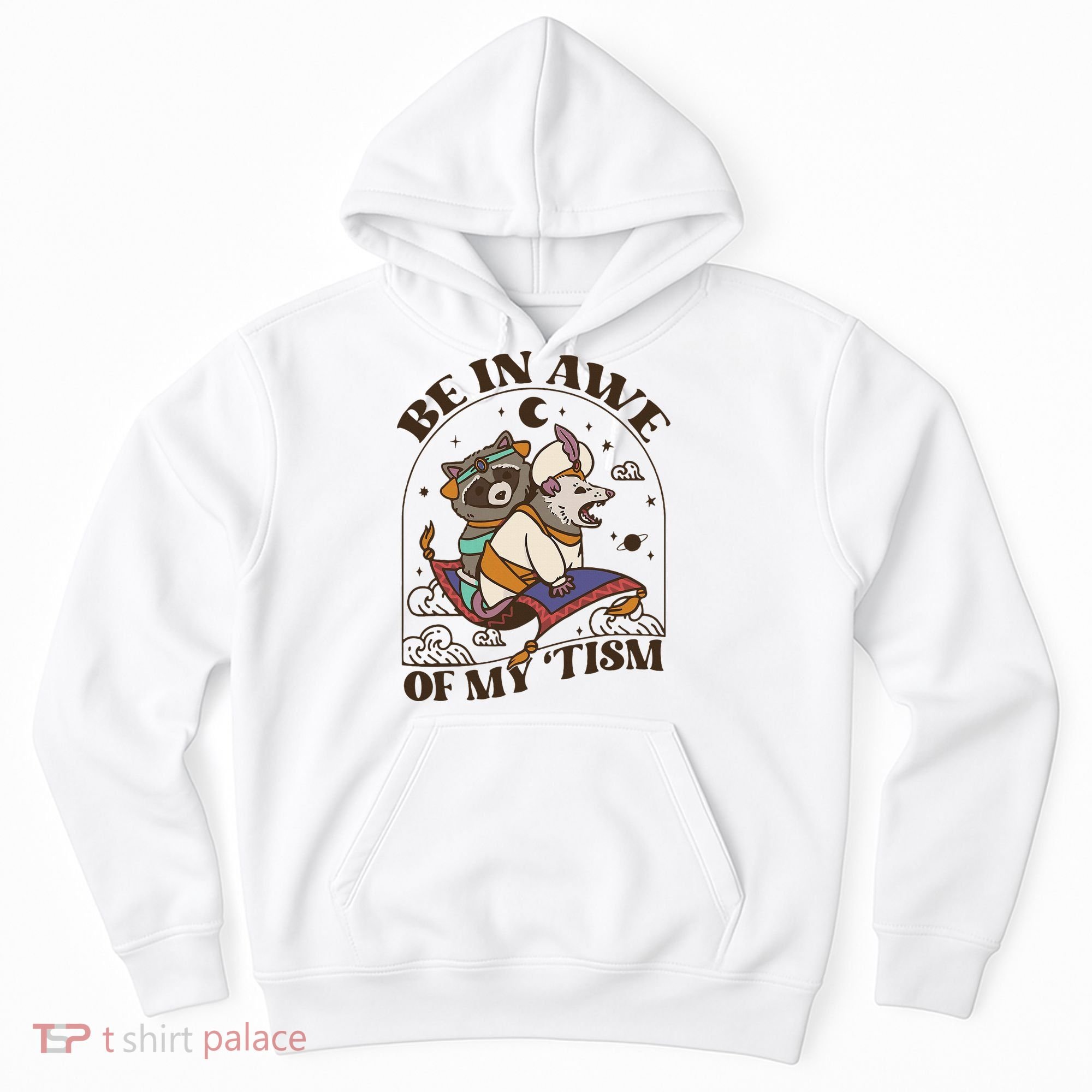 Funny Be In Awe Of My Tism Raccoon Possum Hoodie