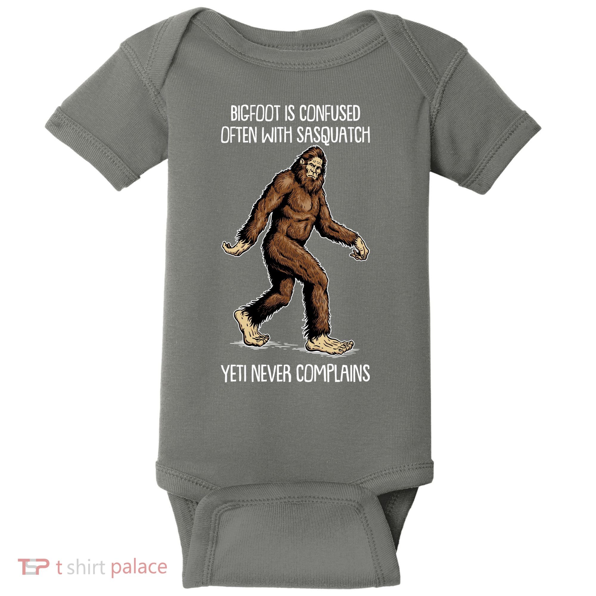 Funny Bigfoot Is Confused Often With Sasquatch Yeti Never Complains Baby Bodysuit