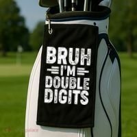 Funny Bruh Im Double Digits 10th Birthday Golf Towel thumb 2