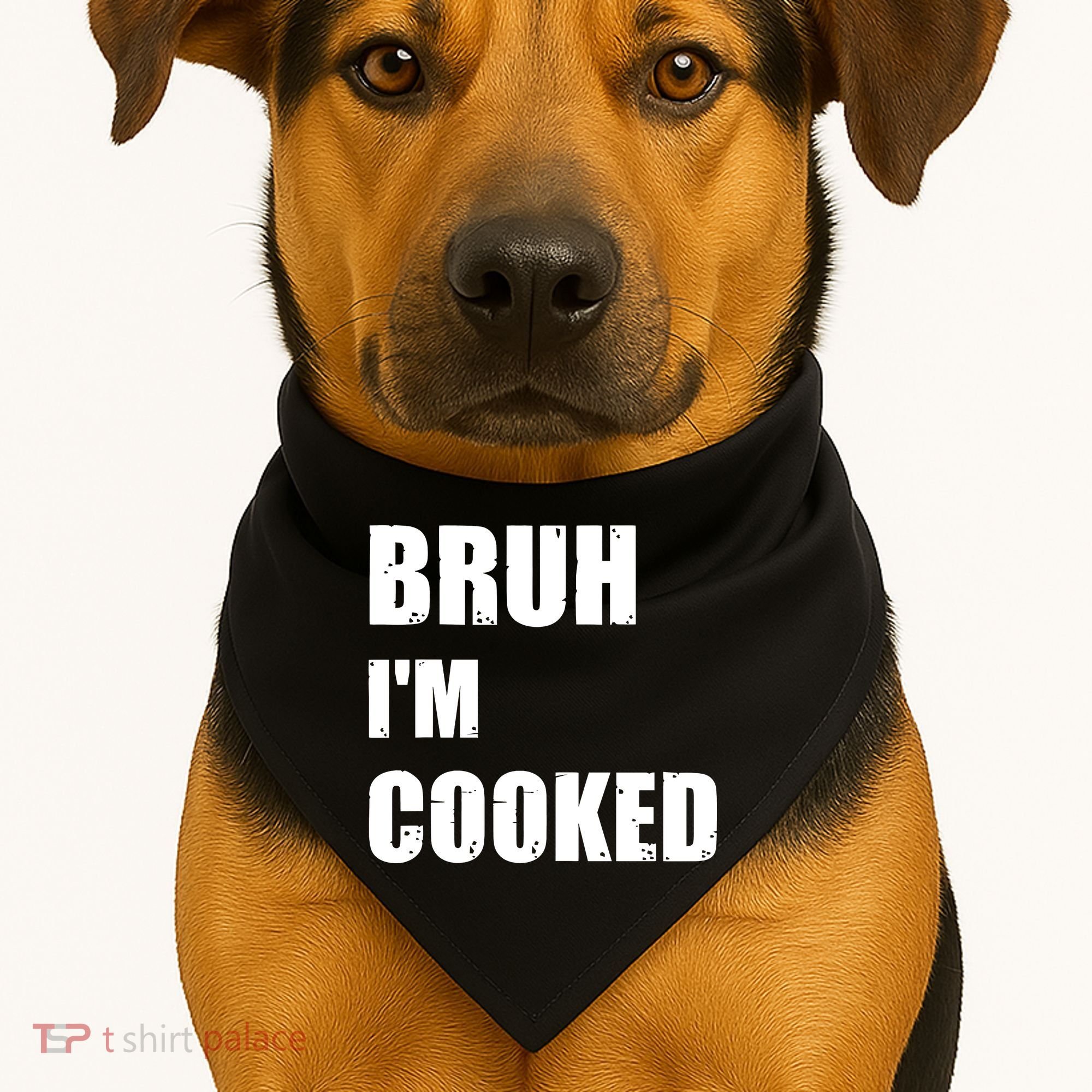 Funny Bruh I'm Cooked Meme Humor USA-Made Doggie Bandana