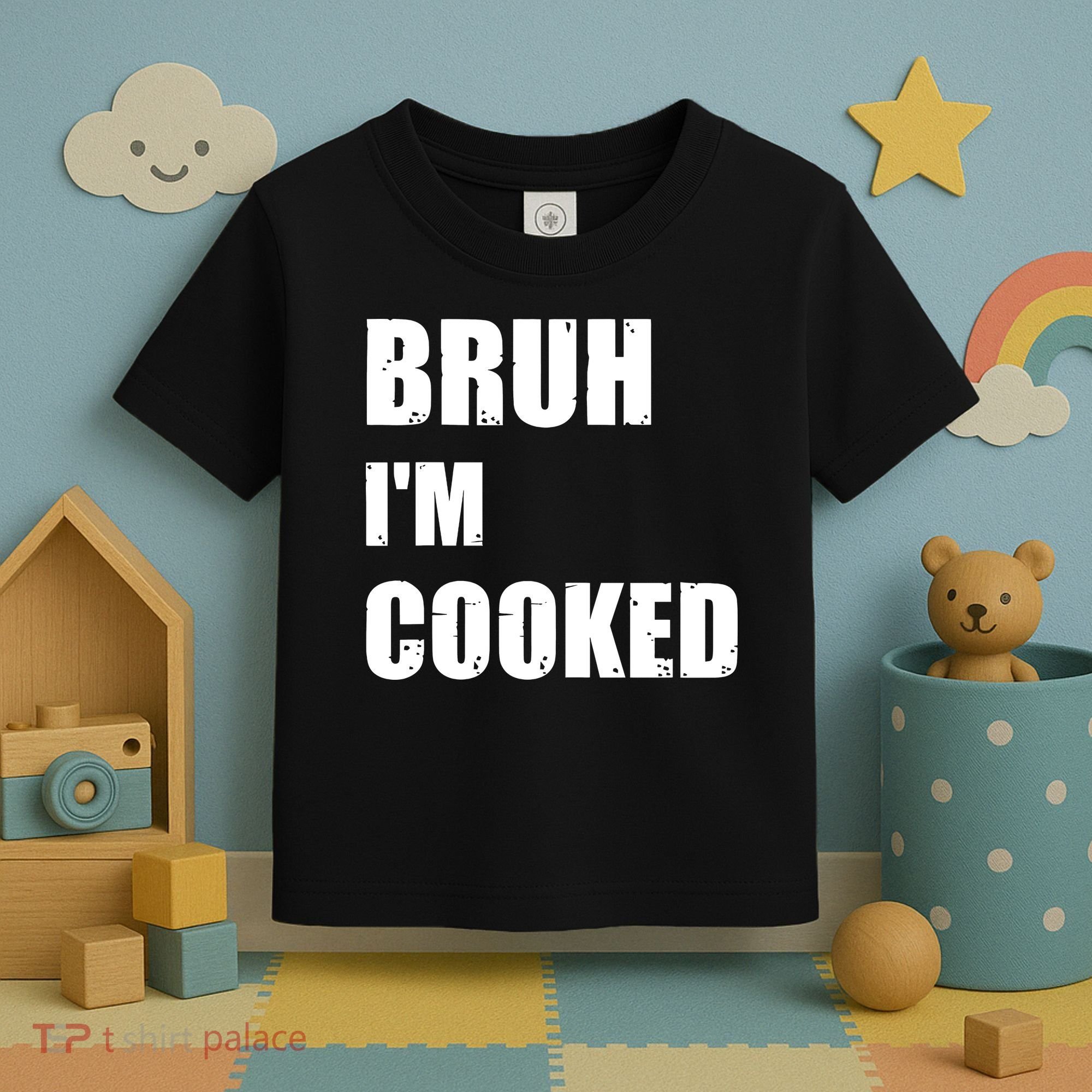 Funny Bruh I'm Cooked Meme Humor Toddler T-Shirt