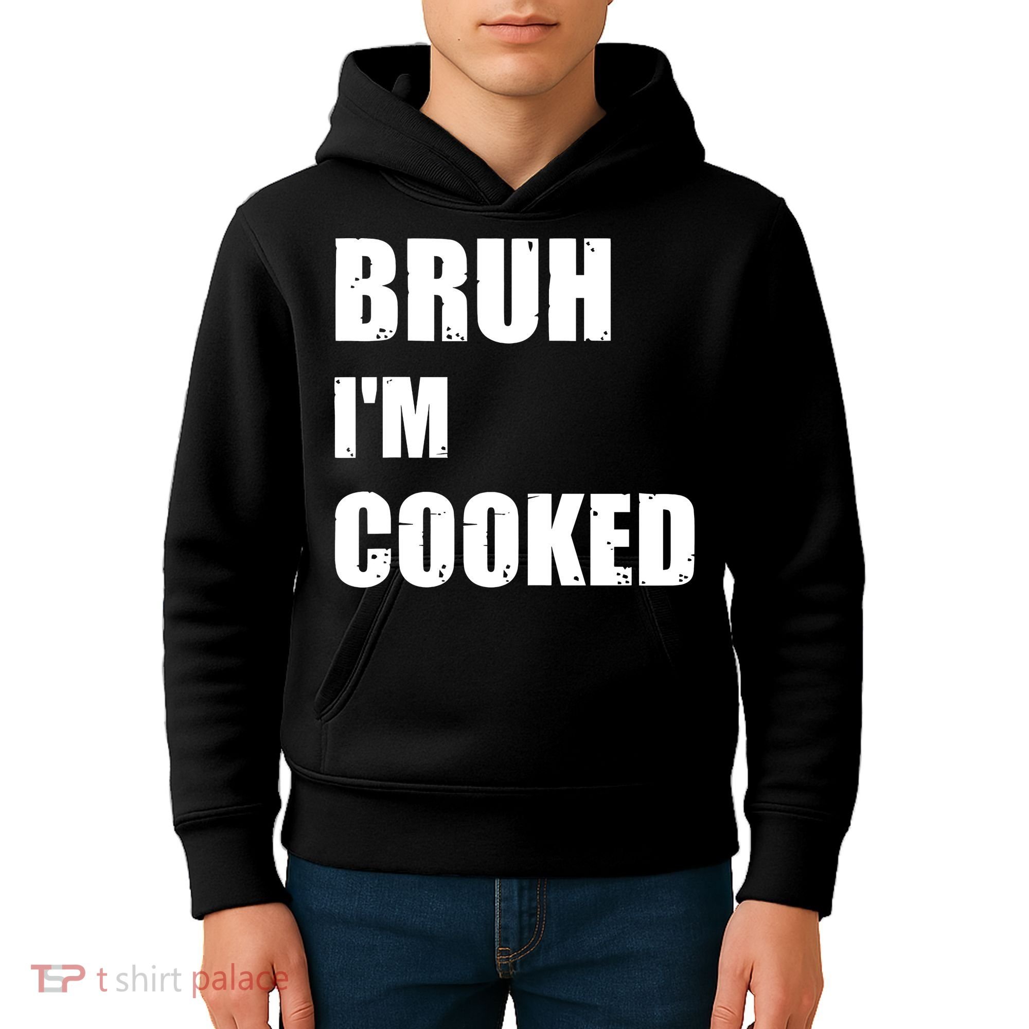 Funny Bruh I'm Cooked Meme Humor Kids Hoodie