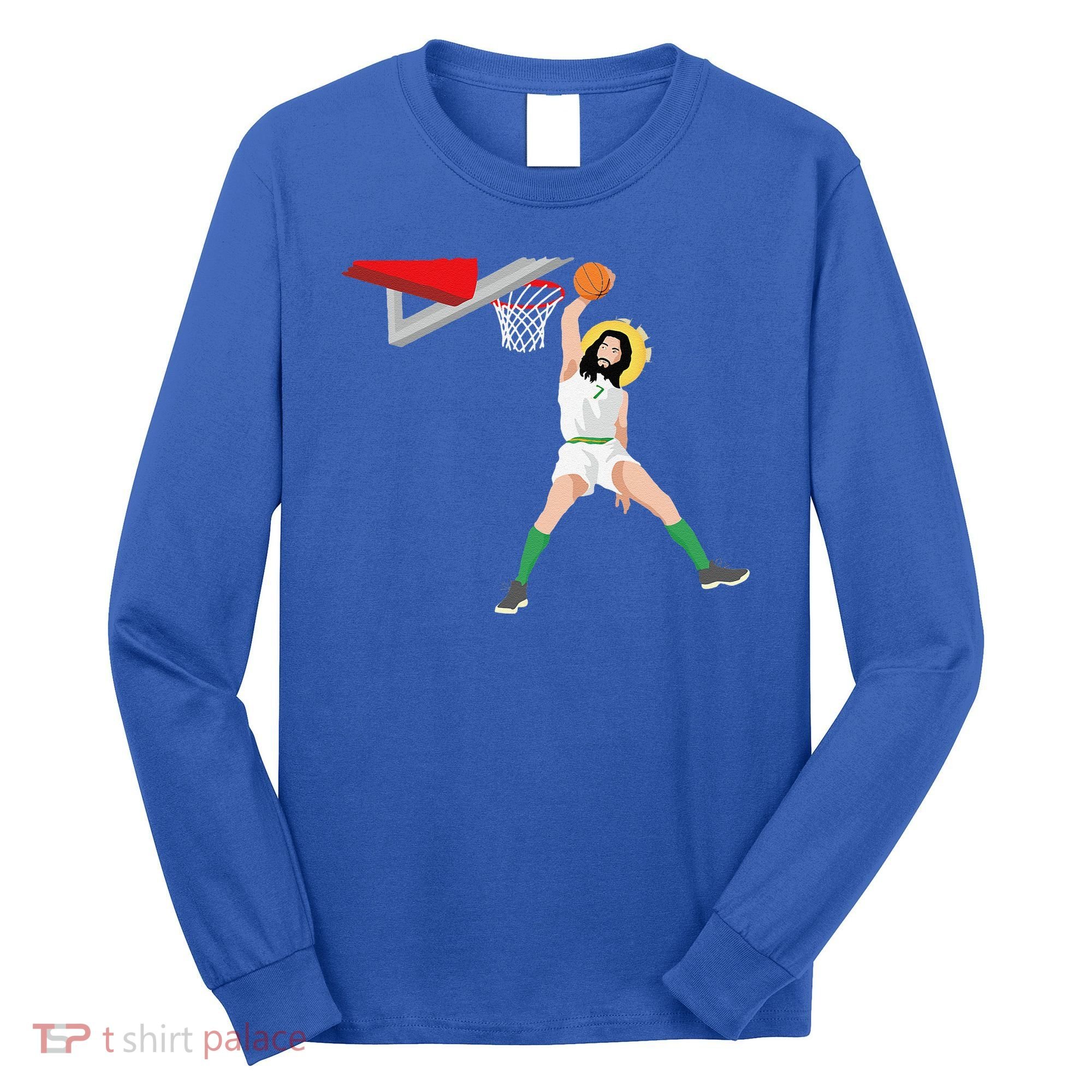 Funny Basketball Jesus Christian Humor Slam Dunk Long Sleeve Shirt