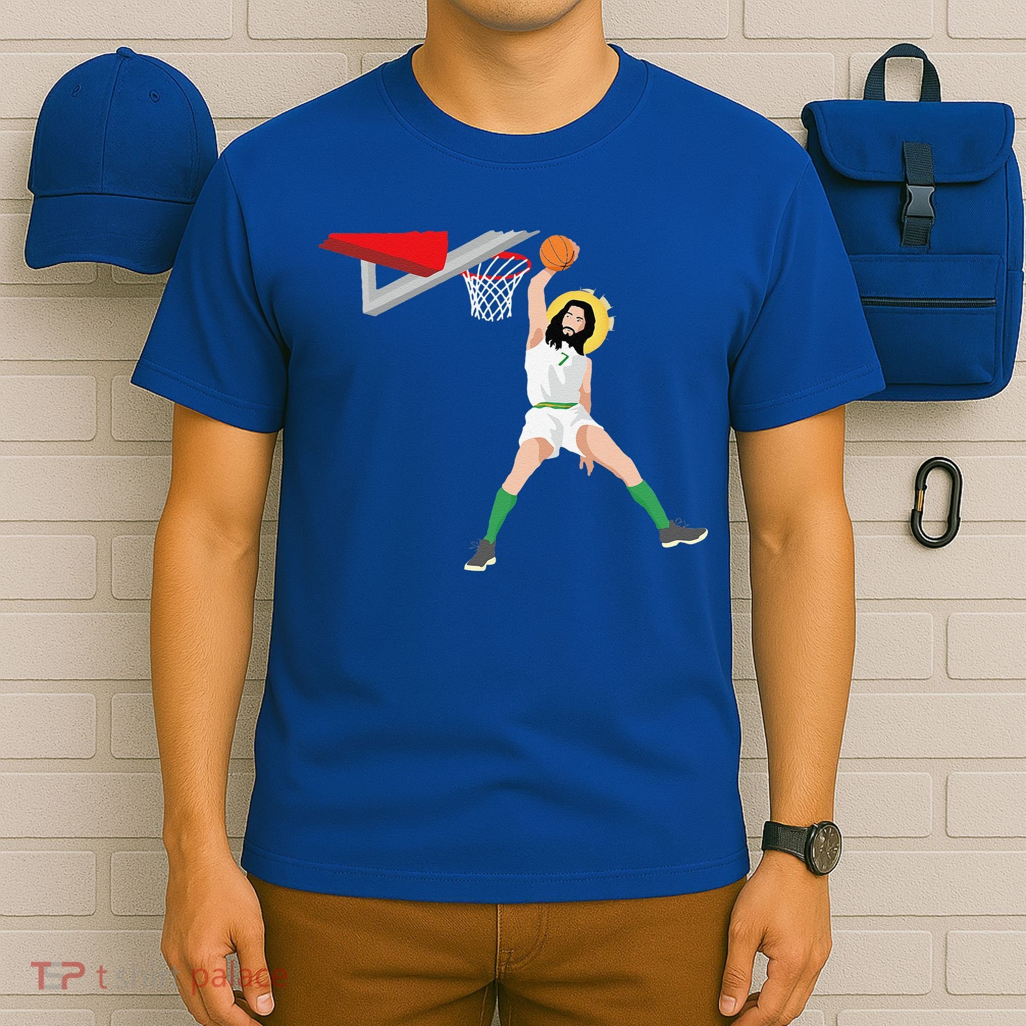 Funny Basketball Jesus Christian Humor Slam Dunk T-Shirt