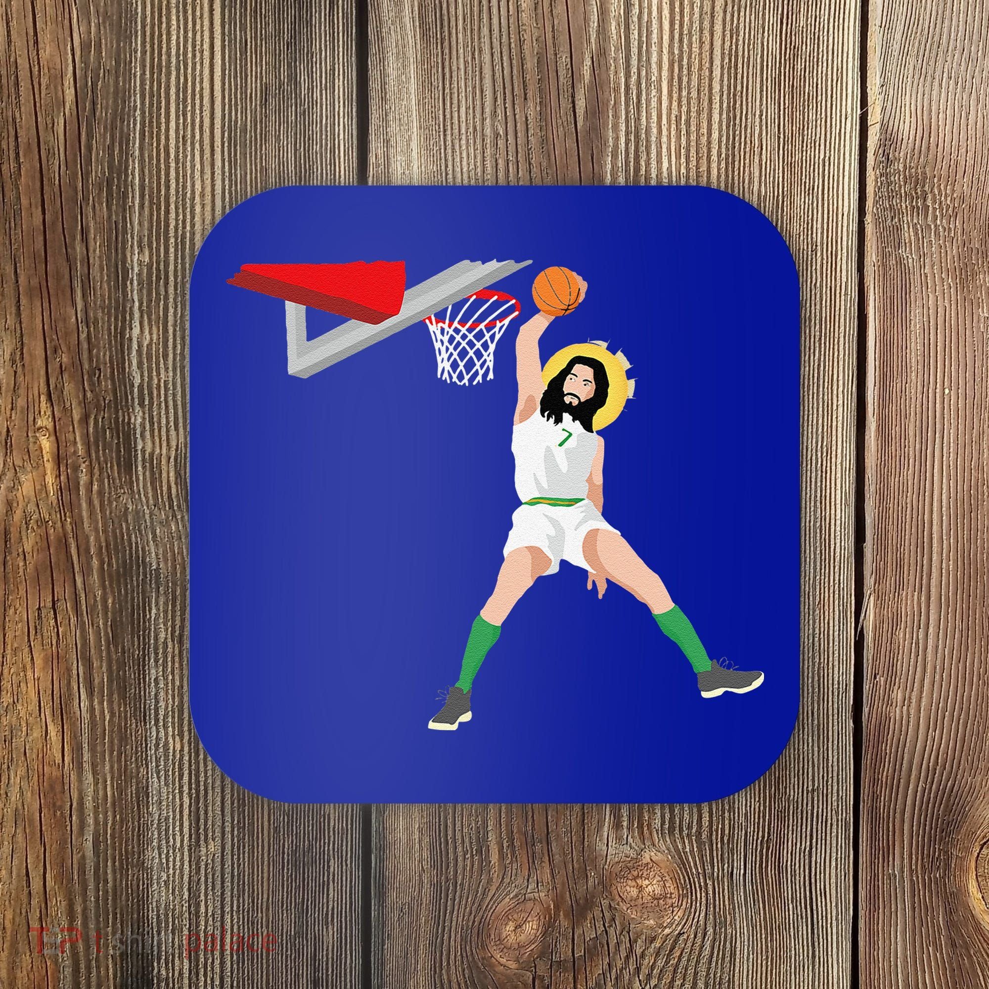 Funny Basketball Jesus Christian Humor Slam Dunk Coaster