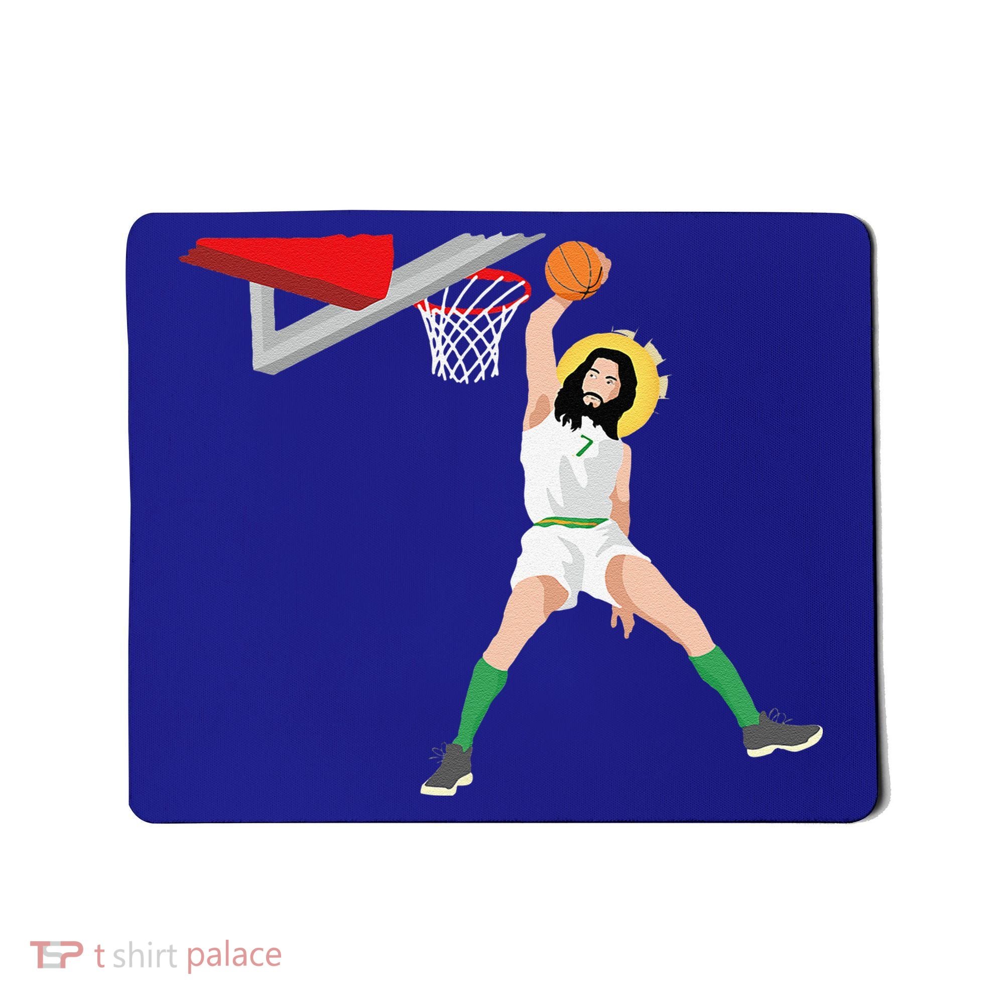 Funny Basketball Jesus Christian Humor Slam Dunk Mousepad