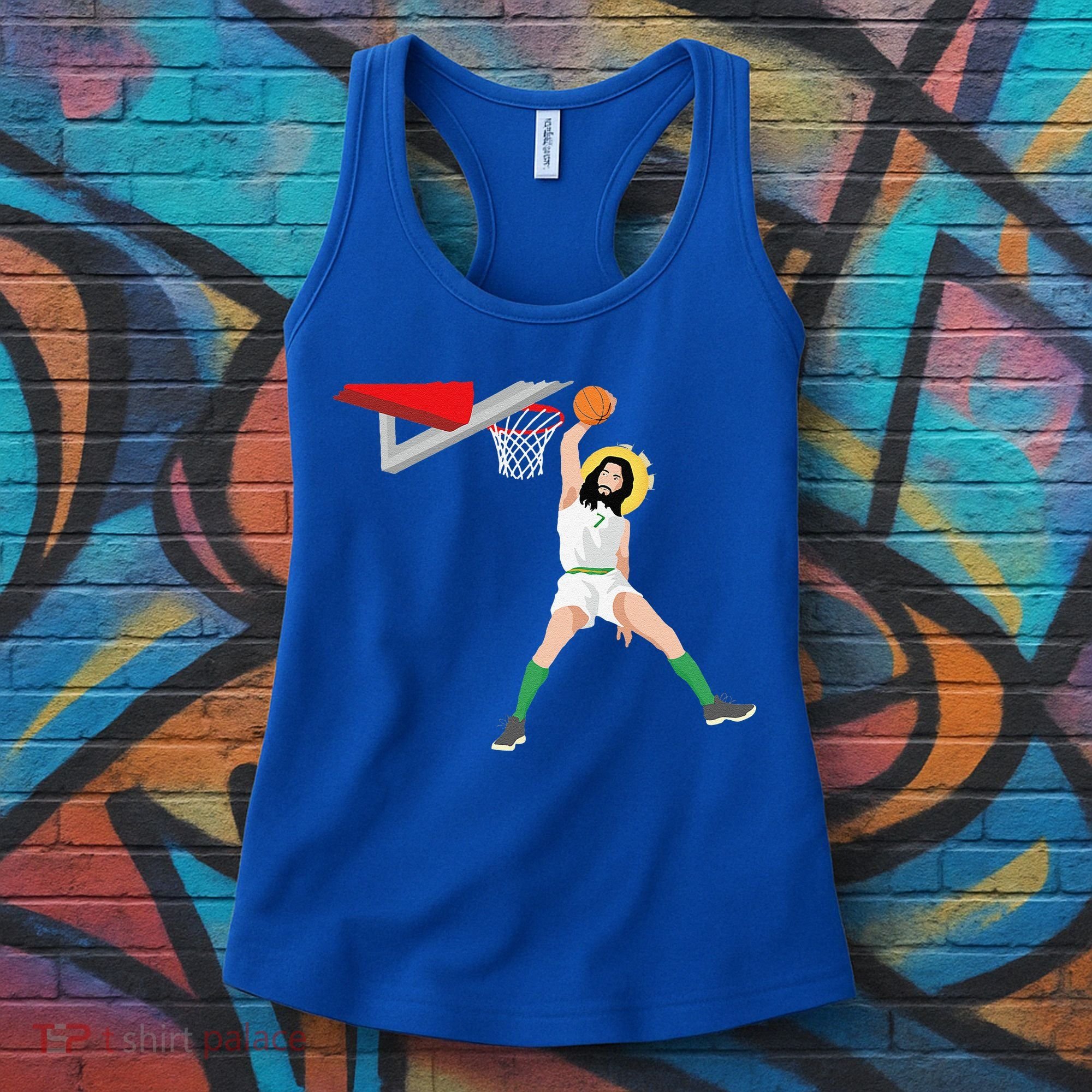 Funny Basketball Jesus Christian Humor Slam Dunk Women's Tank Top