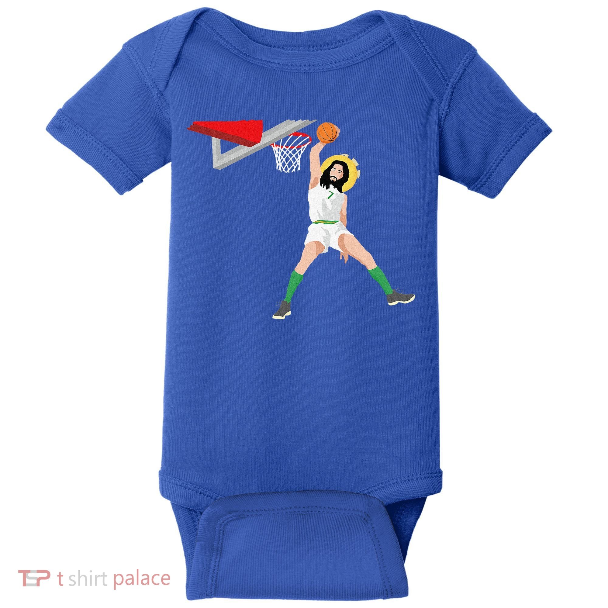 Funny Basketball Jesus Christian Humor Slam Dunk Baby Bodysuit