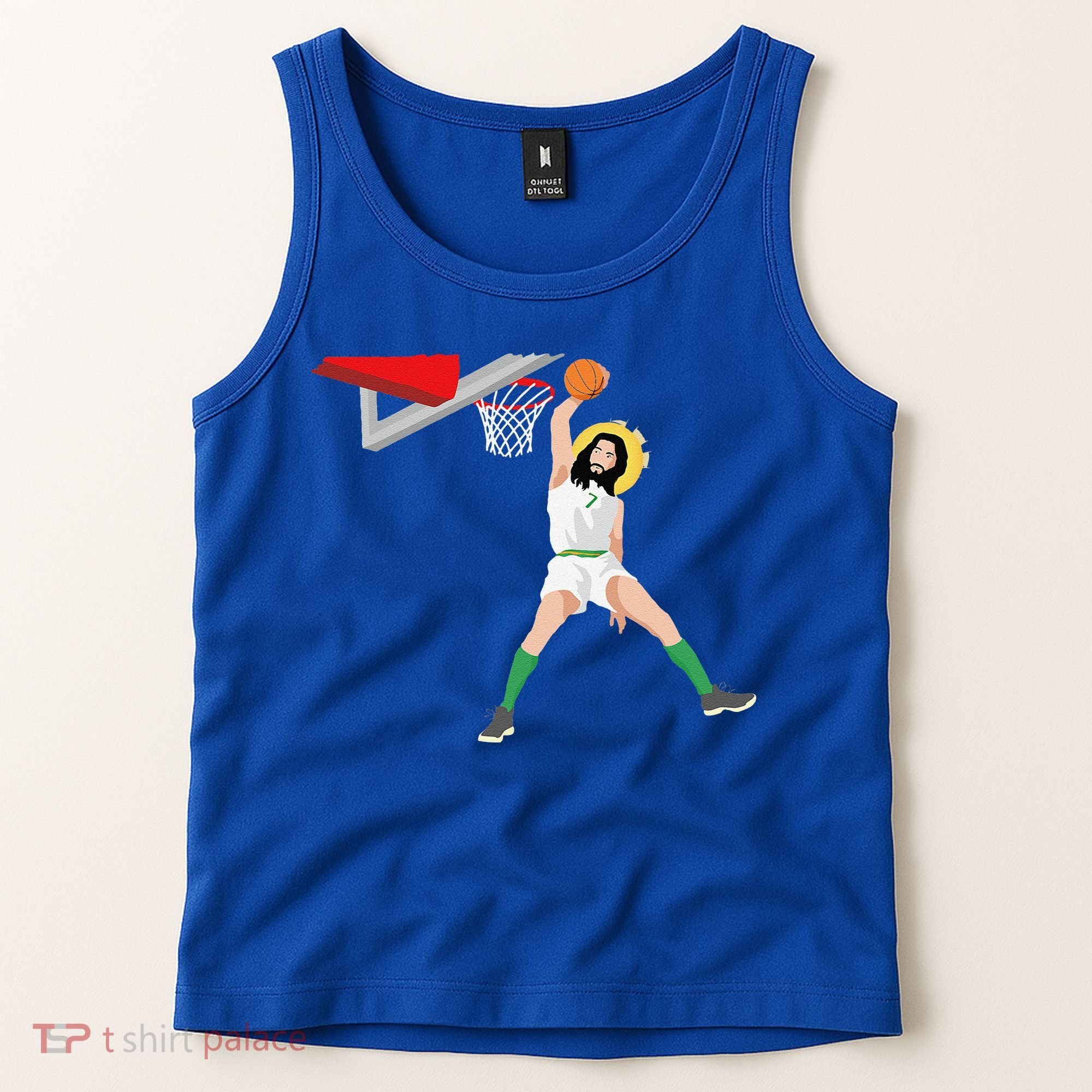 Funny Basketball Jesus Christian Humor Slam Dunk Tank Top
