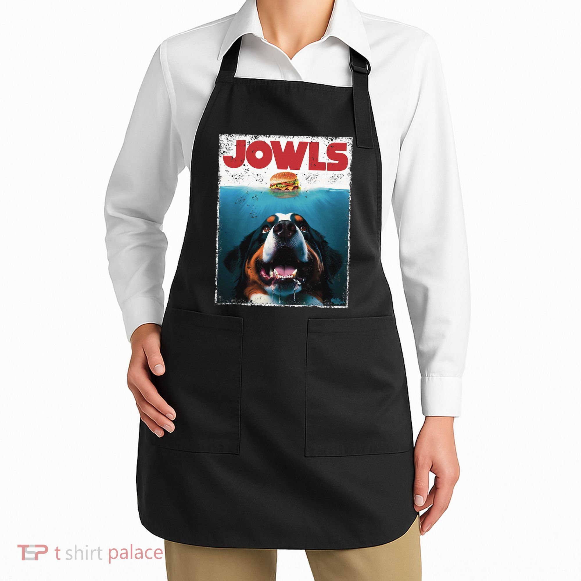 Funny Berner Jowls Burger Bernese Mountain Dog Mom Dog Dad Apron