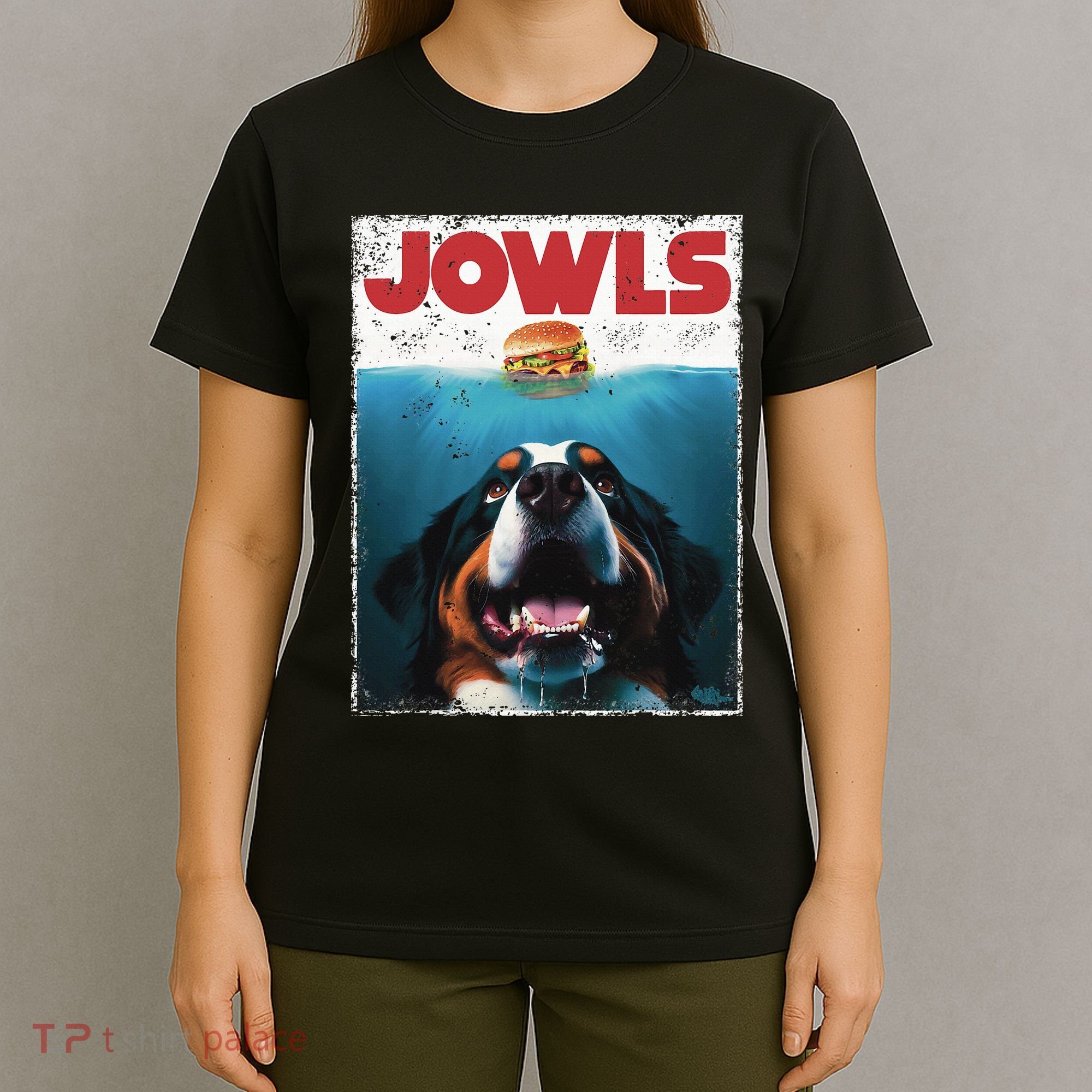 Funny Berner Jowls Burger Bernese Mountain Dog Mom Dog Dad T-Shirt