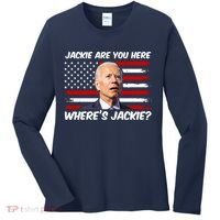 Funny Biden Jackie Are You Here Where's Jackie? Women's Long Sleeve Shirt thumb 0