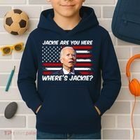 Funny Biden Jackie Are You Here Where's Jackie? Kids Hoodie thumb 2