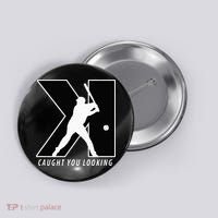Funny Backwards K Strikeout Looking Baseball Pitching Button thumb 0
