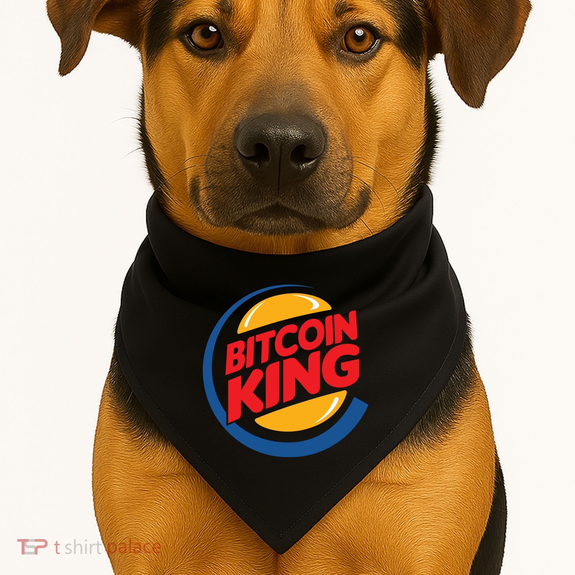 Funny Bitcoin King Logo USA-Made Doggie Bandana