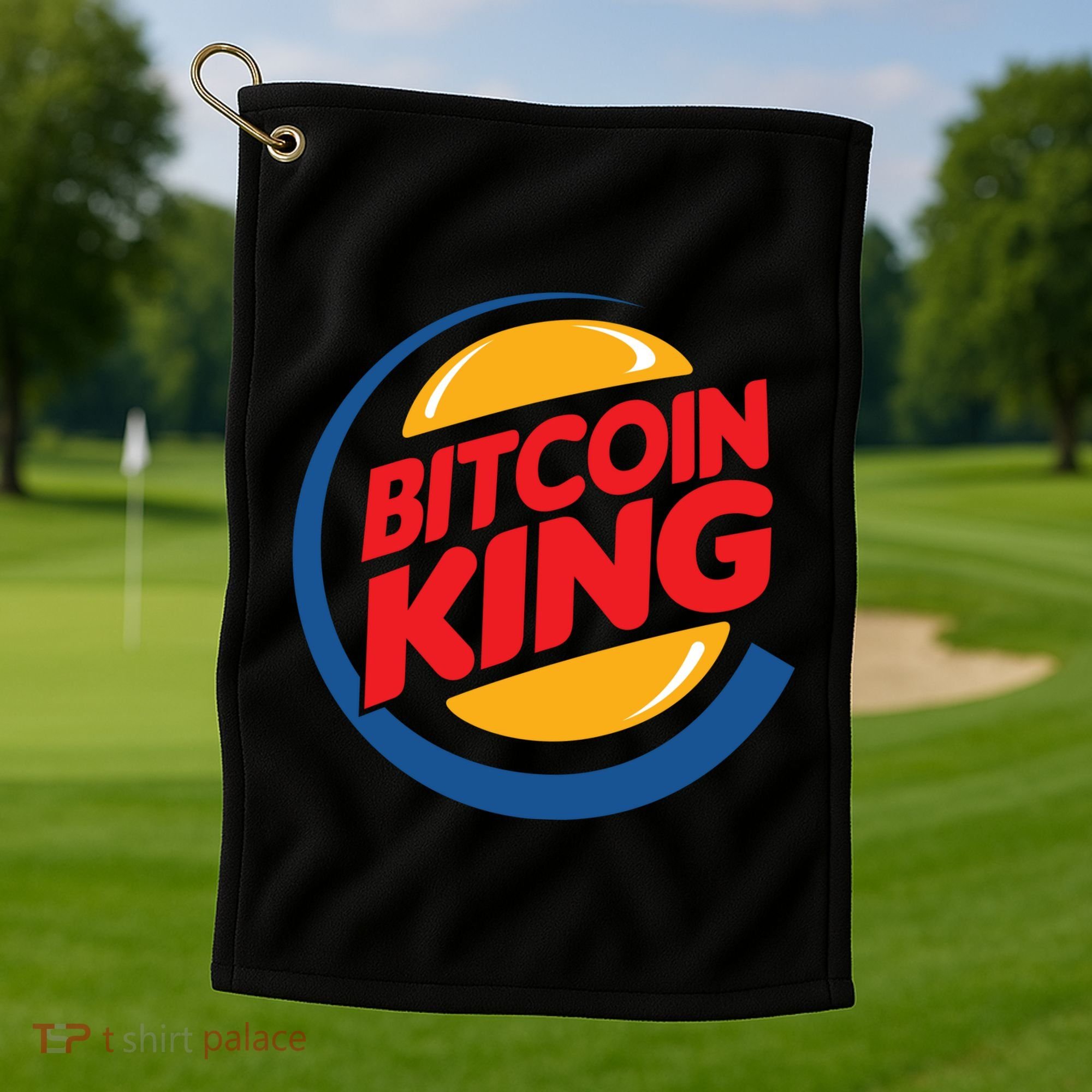 Funny Bitcoin King Logo Golf Towel