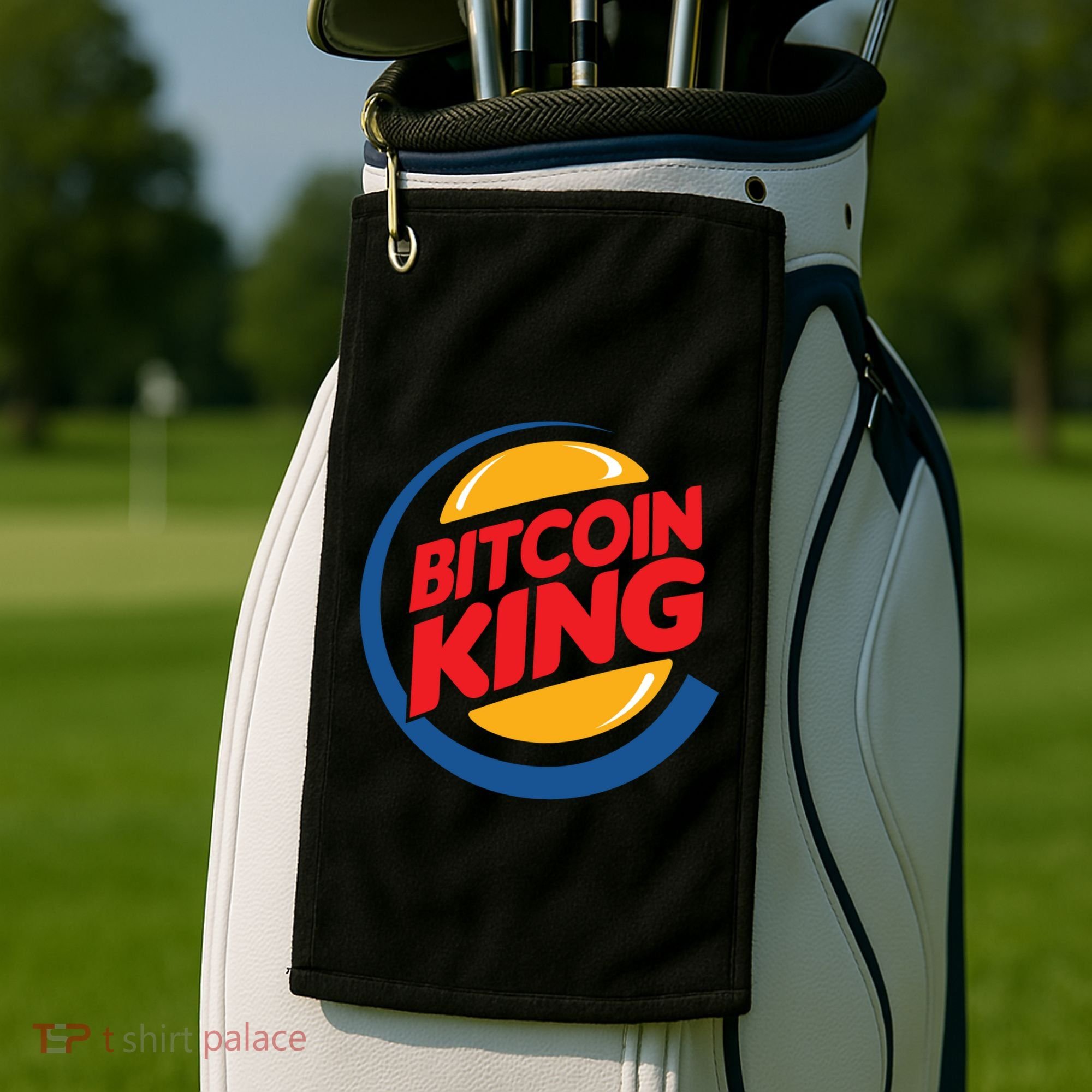 Funny Bitcoin King Logo Golf Towel