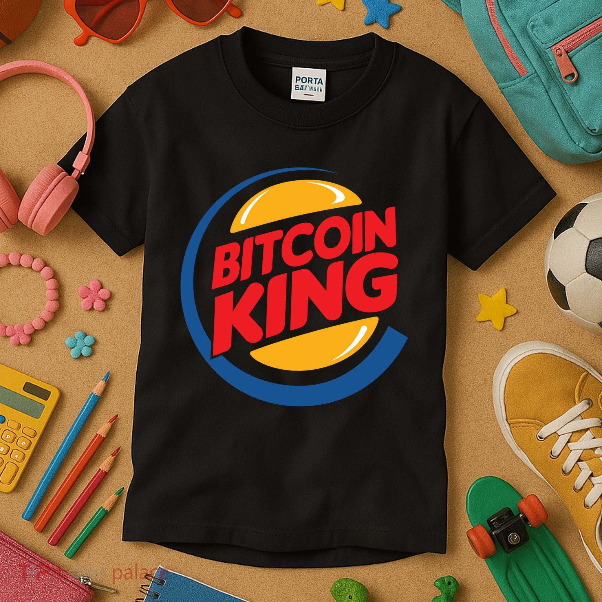Funny Bitcoin King Logo Kids T-Shirt