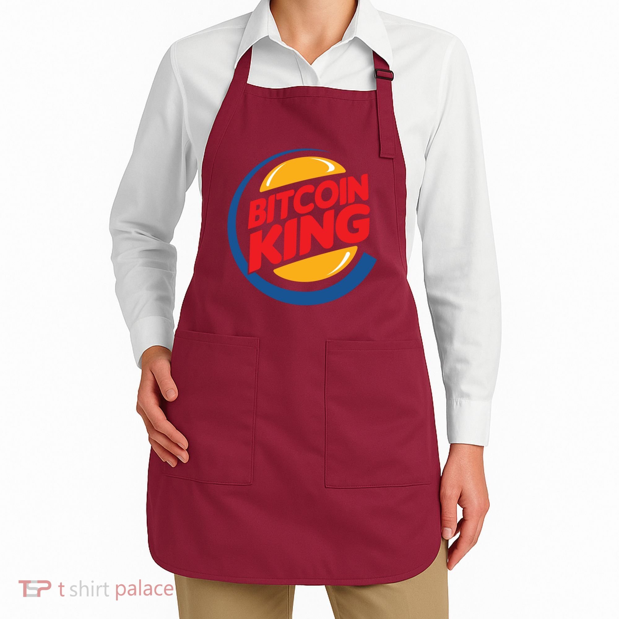 Funny Bitcoin King Logo Apron