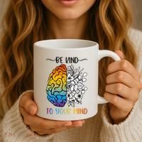 Floral Be Kind To Your Mind , Mental Health Quotes Coffee Mug thumb 3