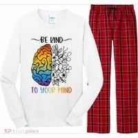 Floral Be Kind To Your Mind , Mental Health Quotes Long Sleeve Pajama Set thumb 0