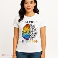 Floral Be Kind To Your Mind , Mental Health Quotes Women's T-Shirt thumb 4