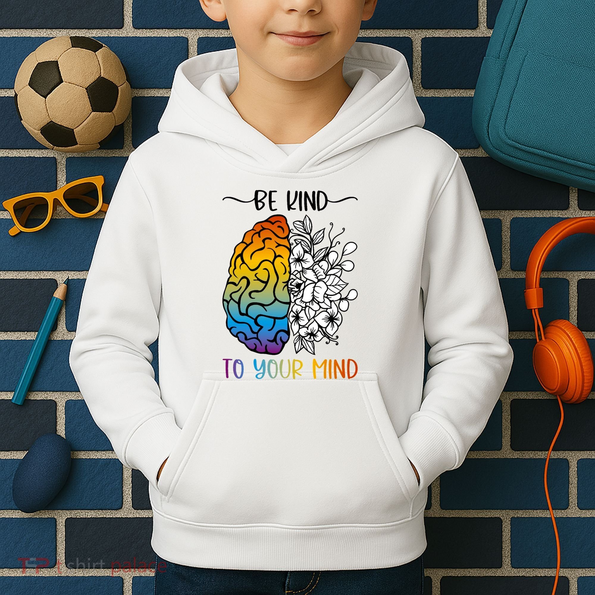 Floral Be Kind To Your Mind , Mental Health Quotes Kids Hoodie