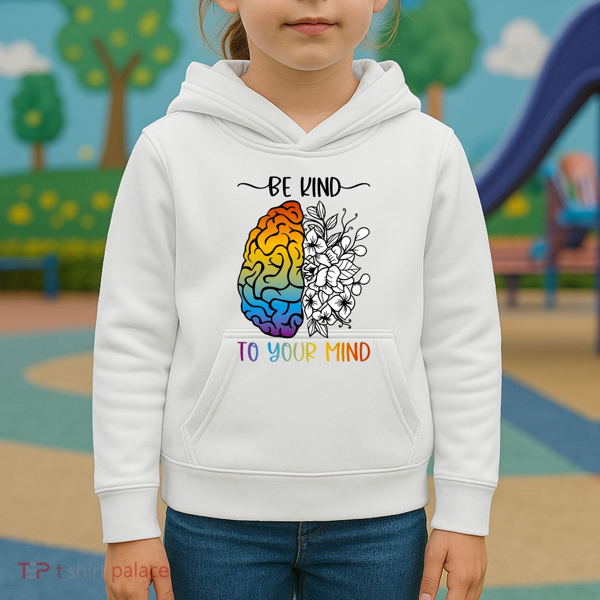 Floral Be Kind To Your Mind , Mental Health Quotes Kids Hoodie