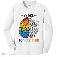 Floral Be Kind To Your Mind , Mental Health Quotes Kids Long Sleeve Shirt thumb 0
